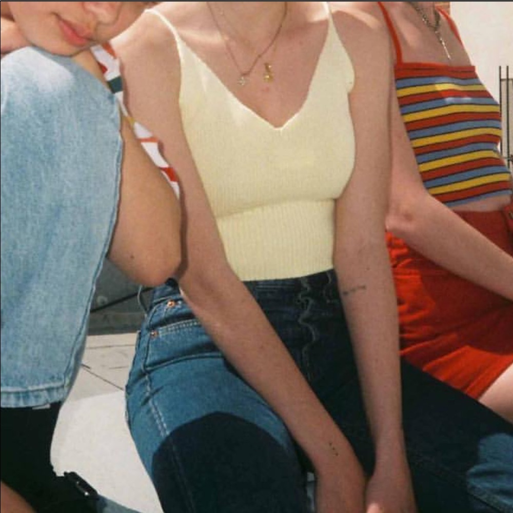 brandy melville crop cotton light yellow top